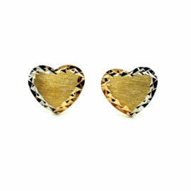 PENDIENTES ORO 18KT CORAZON TALLADO TRICOLOR D10MM PESO G1,40