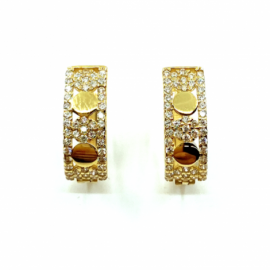 PENDIENTES ORO 18KT CIRCULOS CIRCONITAS D16X6MM PESO G2,60