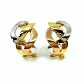 PENDIENTES ORO 18KT TRENZA TRICOLOR D15,5X11MM PESO G5,85