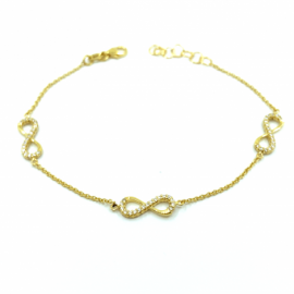 PULSERA ORO 18KT INFINITOS CIRCONITAS 19CM PESO G2,50