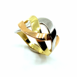 ANILLO ORO 18KT TRENZA TRICOLOR D16MM PESO G5,85