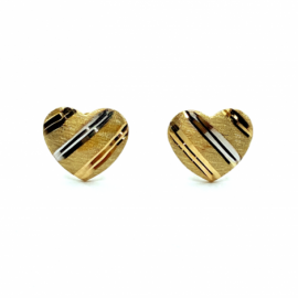 PENDIENTES ORO 18KT CORAZON TRICOLOR D10MM PESO G1,45