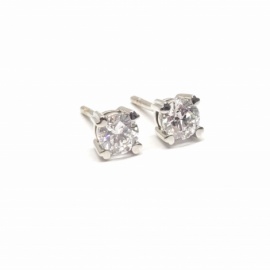 PENDIENTES ORO 18KT Y BRILLANTES (G-VS) 0,35CTS PATILLAS CORAZÓN D4,11MM PESO 1,40G