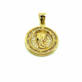 MEDALLA ORO 18KT VIRGEN NIÑA CIRCONITAS D16MM PESO G1,45