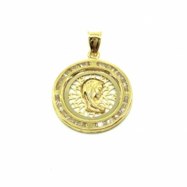 MEDALLA ORO 18KT VIRGEN NIÑA CIRCONITAS D20MM PESO G1,95