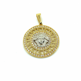 COLGANTE ORO 18KT MEDUSA GRECA BICOLOR D20MM PESO G3,05