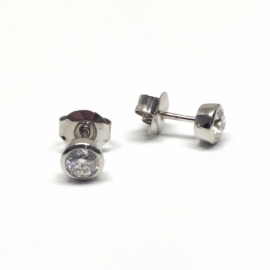 PENDIENTES ORO 18KT Y BRILLANTES (G-VS) 0,40CTS CHATÓN FINO D5,00MM PESO 1,60G