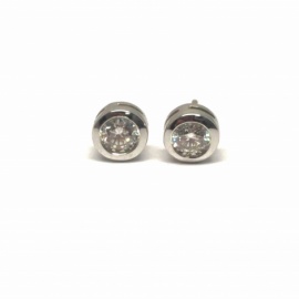 PENDIENTES ORO 18KT Y BRILLANTES (G-VS2) 0,40 CTS CHATÓN D6,24MM PESO 1,90G