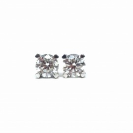 PENDIENTES ORO 18KT Y BRILLANTES PATILLA Y BATA CORAZÓN (G-VS1) 0,70CTS D4,52MM PESO 1,60G