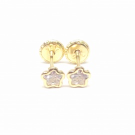 PENDIENTES ORO 18 KT FLOR CIRCONITA D4MM PESO G0,5