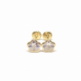 PENDIENTES ORO 18 KT FLOR CIRCONITA D6MM PESO G0,9