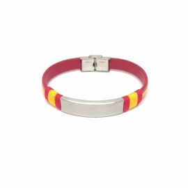 PULSERA CUERO-ACERO ESPAÑA PERSONALIZABLE