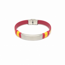 PULSERA CUERO-ACERO ESPAÑA PERSONALIZABLE