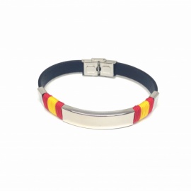 PULSERA CUERO-ACERO ESPAÑA PERSONALIZABLE