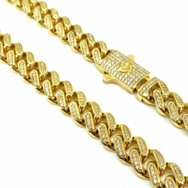 CADENA ORO 18KT CUBANA CON CIRCONITAS 60CM D11X3,90MM PESO G95,70