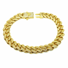 PULSERA ORO 18KT CUBANA CON CIRCONITAS 22CM D11X3,90MM PESO G35,85