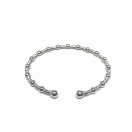 PULSERA PLATA 925 RÍGIDA RODIADA BOLITAS