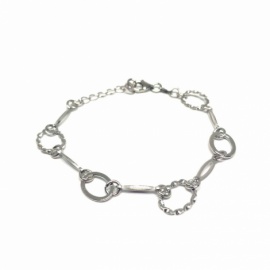 PULSERA PLATA 925 RODIADA ÓVALO RIZADO-LISO