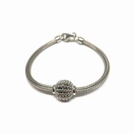 PULSERA PLATA 925 RODIADA MALLA BOLA