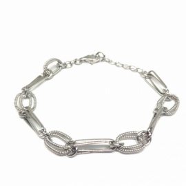 PULSERA PLATA 925 RODIADA FORMAS-ÓVALO