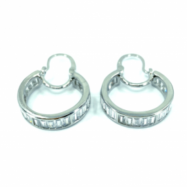 AROS PLATA 925 RODIADOS CIRCONITAS BAGUETTE D22X5MM 