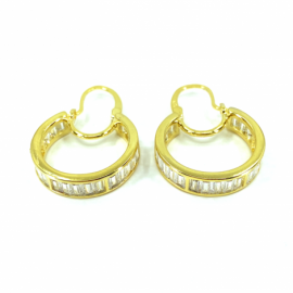 AROS PLATA 925 CHAPADOS CIRCONITAS BAGUETTE D22X5MM