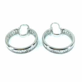 AROS PLATA 925 RODIADOS CIRCONITAS BAGUETTE D30X5,50MM