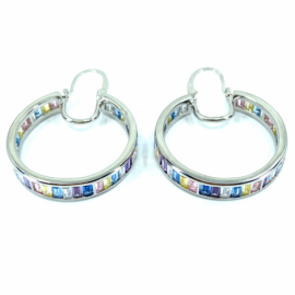 AROS PLATA 925 RODIADOS CIRCONITAS TUTTI FRUTI BAGUETTE D30X5,50MM 