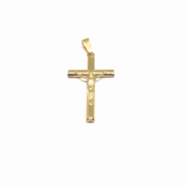 CRUZ ORO 18KT HUECA LISA CON CRISTO RELIEVE D33X14,5MM PESO G0,7