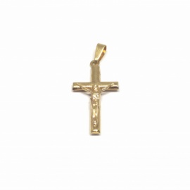 CRUZ ORO 18KT HUECA LISA CON CRISTO RELIEVE D29X12,34MM PESO G0,6