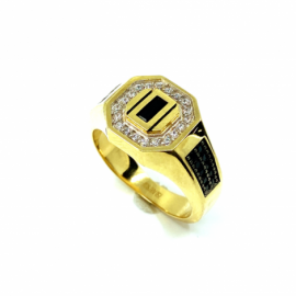 SELLO ORO 18KT OCTAGONAL CIRCONITAS D12MM PESO G8,60