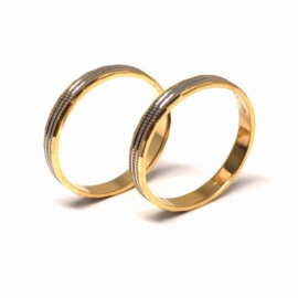 ALIANZA ORO DIAMANTADA BICOLOR RODIADA 18KT D3MM PESO G2,10
