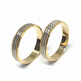 ALIANZA ORO BICOLOR DIAMANTADO RODIADA 18KT D4MM PESO G3,10