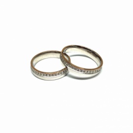 ALIANZA PLATA 925 BICOLOR RODIADA CONFORT CON CIRCONITAS 5MM PESO G3,5 - 4,8