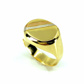 SELLO ORO 18KT BANDAS TRICOLOR D14X17MM PESO G4,80