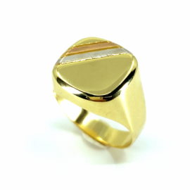 SELLO ORO 18KT BANDAS TRICOLOR CUADRADO D16MM PESO G5,00