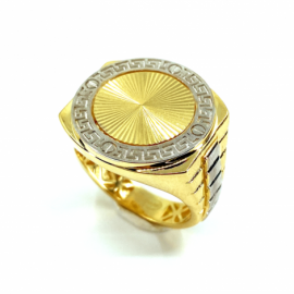 SELLO ORO 18KT BICOLOR GRECA D22MM PESO G7,40