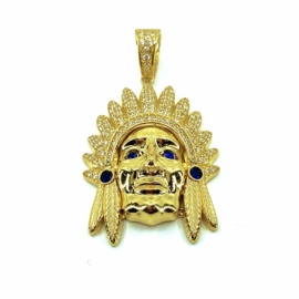 COLGANTE ORO 18KT CABEZA INDIO CIRCONITAS D38X28MM PESO G11,95