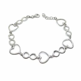 PULSERA PLATA 925 RODIADA INFINITO-CORAZÓN D12,56X0,8 PESO G4,6