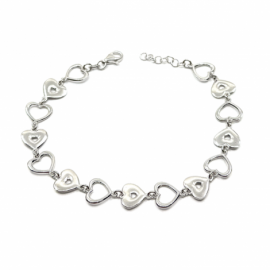 PULSERA PLATA 925 RODIADA CORAZÓN-CORAZÓN D9,90X1,25 PESO G6,6