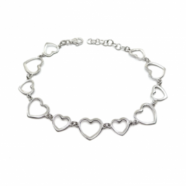 PULSERA PLATA 925 RODIADA CORAZONES D11,60X0,80 PESO G4,5