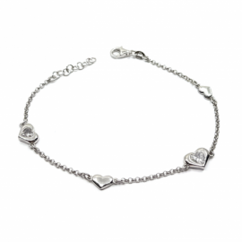 PULSERA PLATA 925 RODIADA CORAZÓN CON CIRCONITAS D7,55X3,11 PESO G4,30