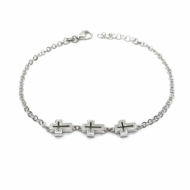 PULSERA PLATA 925 RODIADA TRES CRUCES D6,95X3,02 PESO G5,10