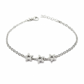 PULSERA PLATA 925 RODIADA TRES ESTRELLAS D9,27X2,72 PESO G4,70