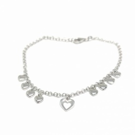 PULSERA PLATA 925 RODIADA COLGANTES CORAZONCITOS PESO G4,00