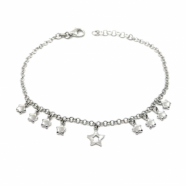 PULSERA PLATA 925 RODIADA COLGANTES ESTRELLITAS PESO G4,10