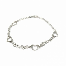 PULSERA PLATA 925 RODIADA CORAZONES PESO G3,80