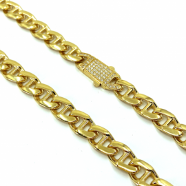 CADENA ORO 18KT TRAVESIÑO CIERRE CIRCONITAS 60CM D8,9X2,7MM PESO G35,90