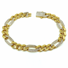 PULSERA ORO 18KT TRAVESIÑO CIRCONITAS 21CM D8,9X2,9MM PESO G15,95