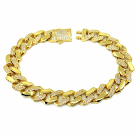 PULSERA ORO 18KT BARBADA CIRCONITAS 21CM D11X3,5MM PESO G24,65